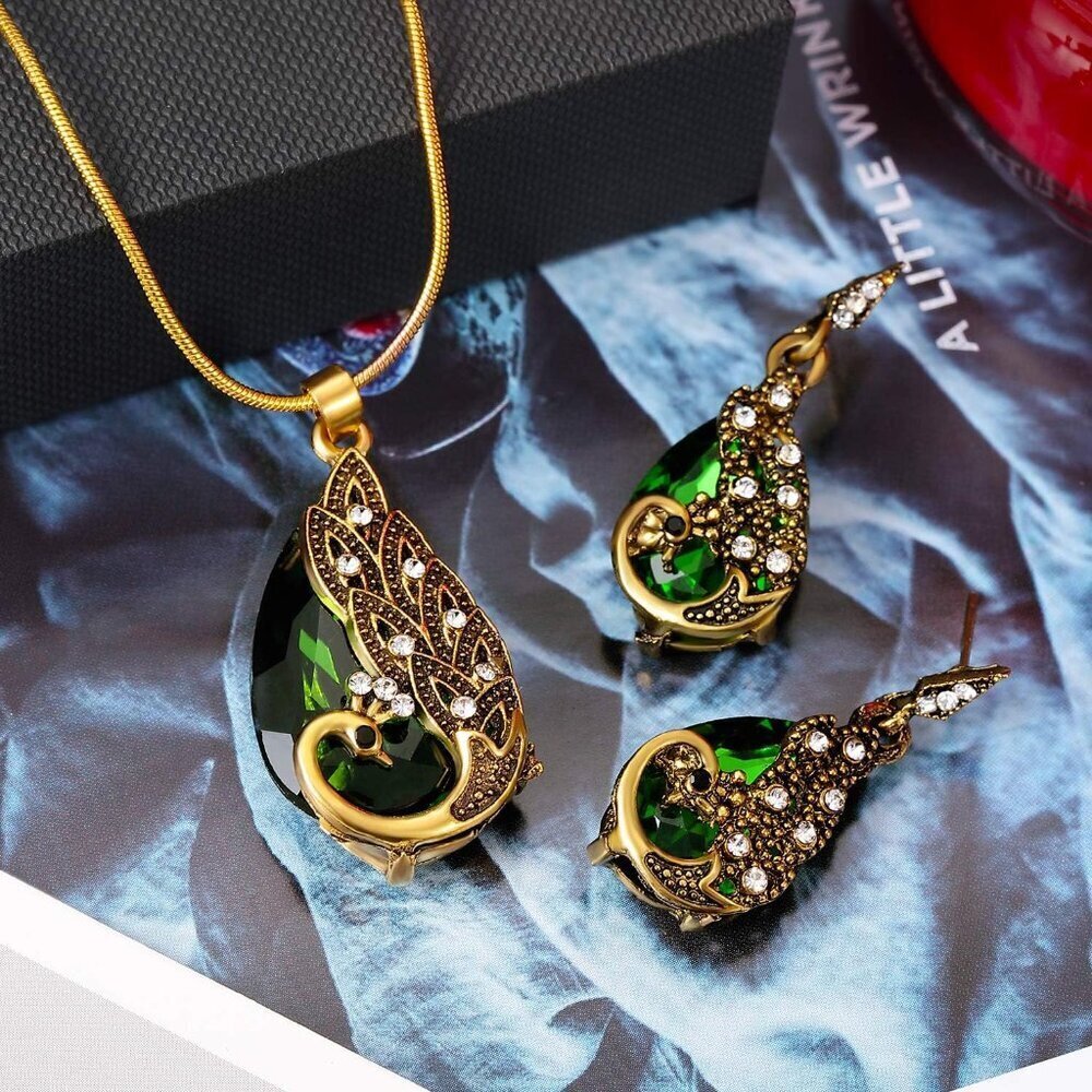 Jewelry Sets Women Water Drop Rhinestone Necklace Earrings Party Prom - Picture 5 of 7